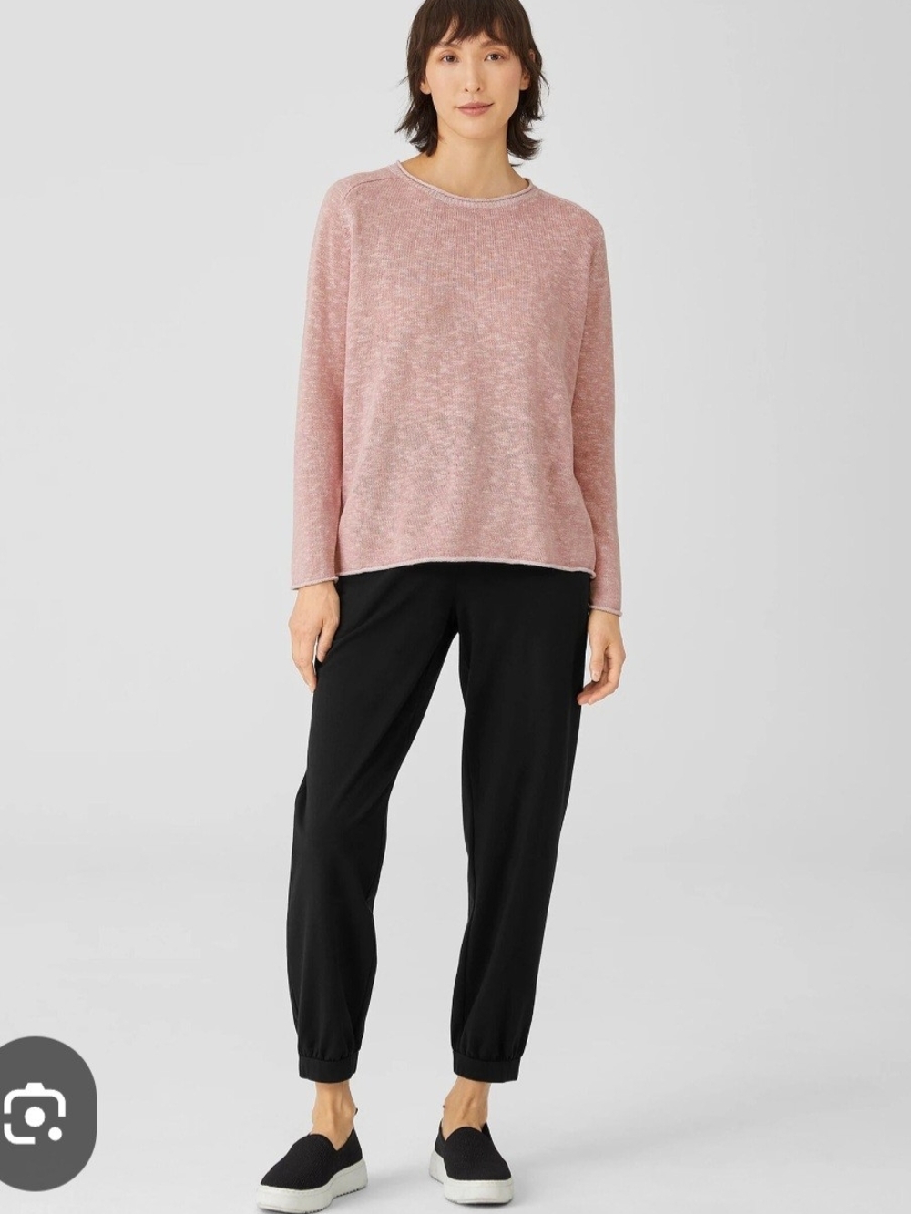 O Eileen Fisher Organic Linen/cotton Blend Blush Crewneck Sweater Medium